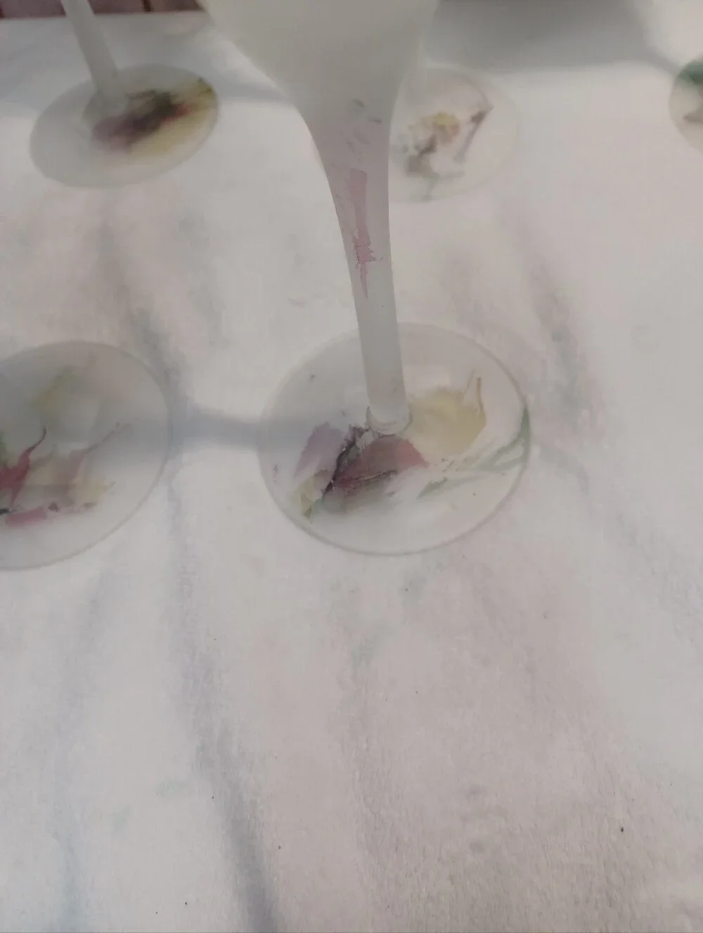 Rueven / Nouveau Art Glass vintage frosted champagne flutes set of 6